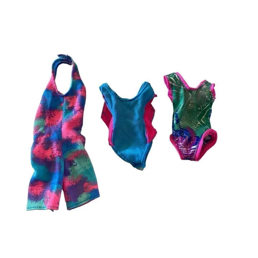Lot Of 3 Barbie Gymnastics Leotard Swimsuit Clothing Mattel 1990s